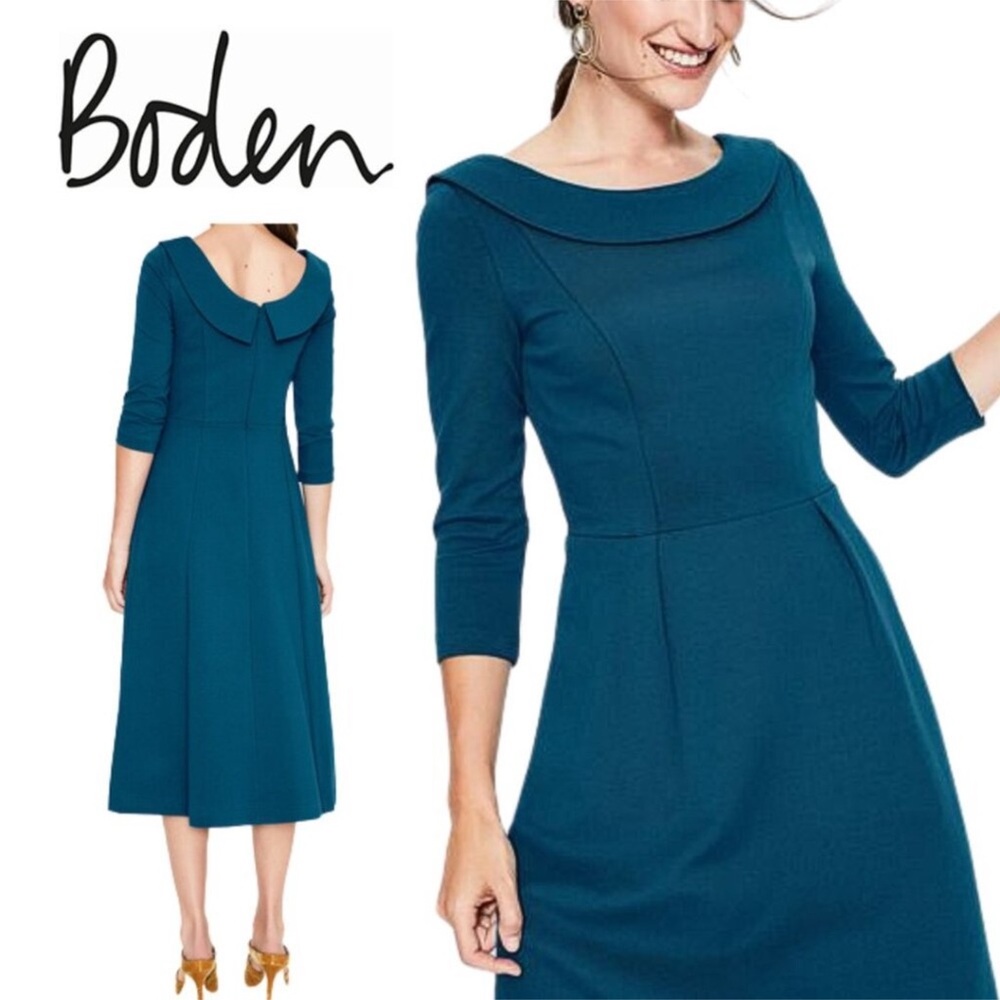Boden Teal Ponte Ottoman Midi Dress